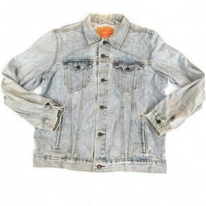 Levis Mens Denim Jacket Vintage Style Light Blue Distressed Festival Capsule XL